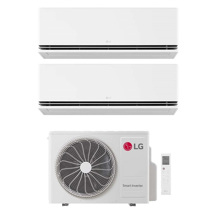 LG 2-fach-Split-Klimagerät DUALCOOL Premium, Wandgerät, Inverter, WLAN, Weiß – Außengerät R32 6,2 kW, Innengeräte 9000+12000 BTU MU3R21.U24A0+H[09|12]S1PA.NS1