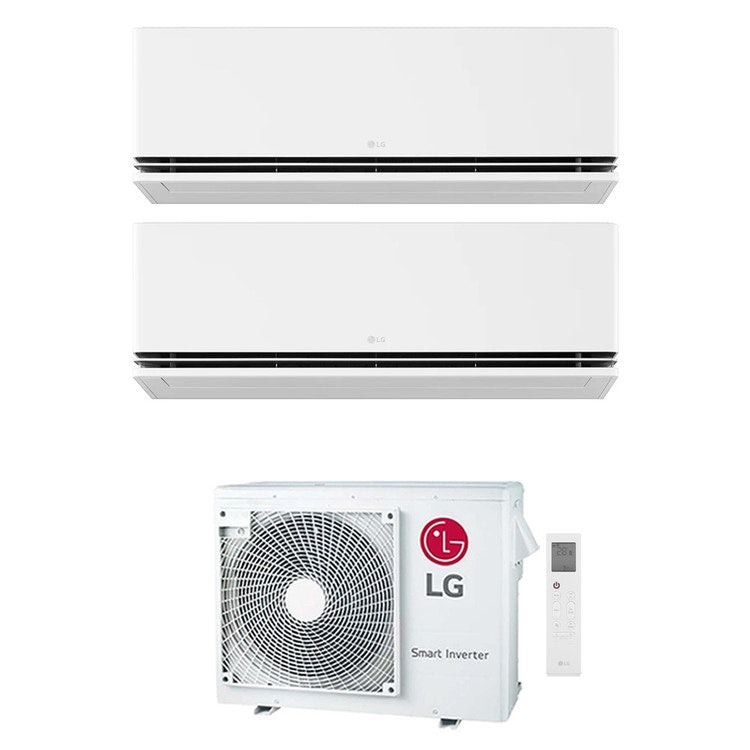 LG 2-fach-Split-Klimagerät DUALCOOL Premium AI, Wandgerät, Inverter, WLAN, Weiß – Außengerät R32 7 kW, Innengeräte 12000+12000 BTU MU4R25.U22+H[12|12]S1PA.NS1
