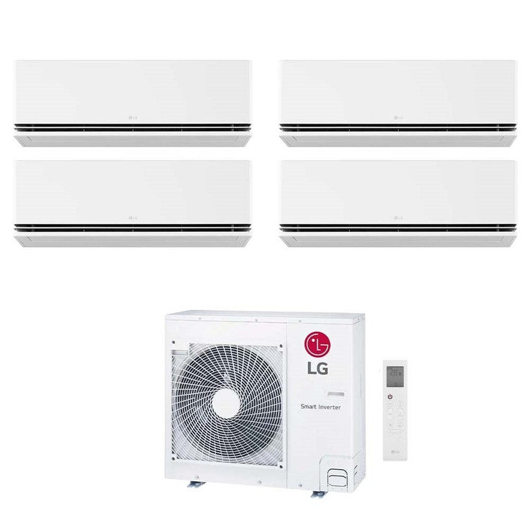 LG 4-fach-Split-Klimagerät DUALCOOL Premium, Wandgerät, Inverter, WLAN, Weiß – Außengerät R32 8,8 kW, Innengeräte 9000+9000+9000+12000 BTU MU5R30.U36A0+H[09|09|09|12]S1PA.NS1