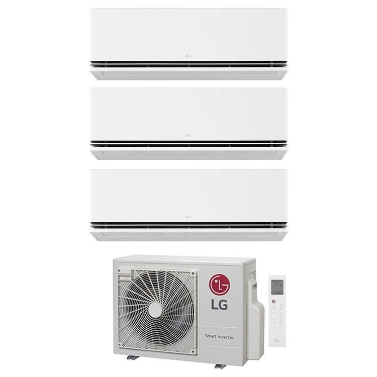 LG 3-fach-Split-Klimagerät DUALCOOL Premium AI, Wandgerät, Inverter, WLAN, Weiß – Außengerät R32 6,2 kW, Innengeräte 9000+9000+9000 BTU MU3R21.U23+H[09|09|09]S1PA.NS1