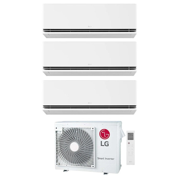 LG 3-fach-Split-Klimagerät DUALCOOL Premium AI, Wandgerät, Inverter, WLAN, Weiß – Außengerät R32 7 kW, Innengeräte 9000+12000+12000 BTU MU4R25.U22+H[09|12|12]S1PA.NS1