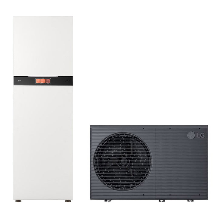LG Premium R290 einphasiges Hydroniksystem bestehend aus 12 kW Wärmepumpe und Combi Unit Innengerät mit 200 Litern Speicher, 1 Kreis THERMA V HM121HF.UB60+HN20XAHY.NK1