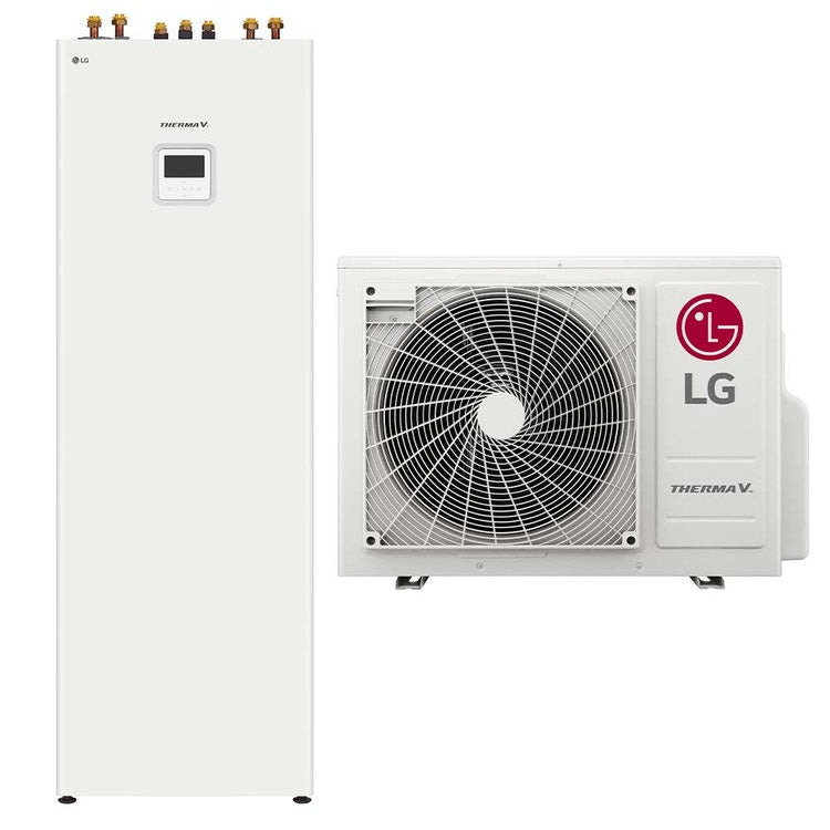 LG Einphasiges Hydroniksystem bestehend aus 6 kW Wärmepumpe und Innengerät Combi Unit mit 200 Liter Speicher THERMA V HU061MR.U20+HN0613T.NK0