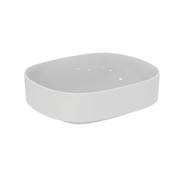 Ideal Standard Aufsatzwaschbecken L. 45 cm, ultraschlank, ohne Loch und ohne Überlauf, Weiß, glänzende Oberfläche LINDA-X T440001