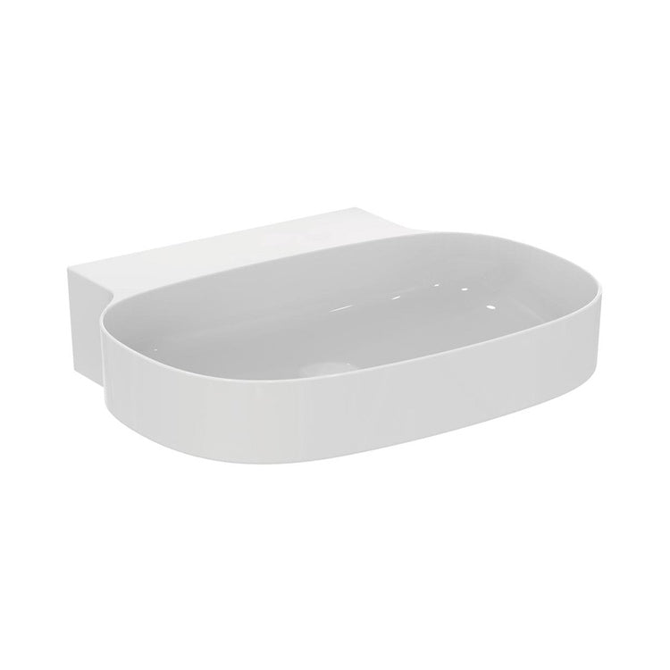 Ideal Standard Aufsatz- oder Wandwaschbecken L. 60 cm, ultraschlank, ohne Hahnloch und ohne Überlauf, Weiß, glänzende Oberfläche LINDA-X T439501