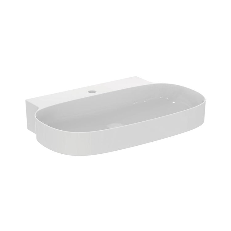 Ideal Standard Aufsatz- oder Wandwaschbecken L. 75 cm, ultradünn, ohne Überlaufloch, Weiß, glänzende Oberfläche LINDA-X T439601