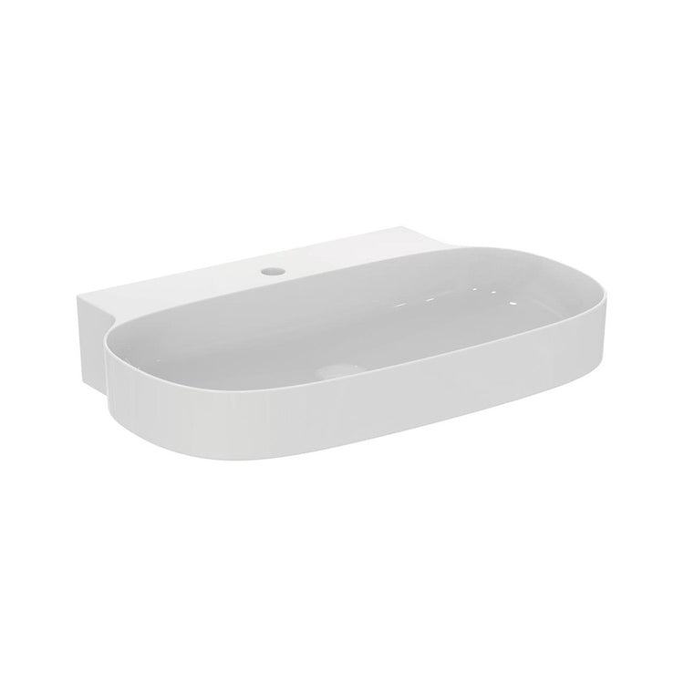 Ideal Standard Aufsatzwaschbecken auf Arbeitsplatte L. 75 cm, ultradünn, Einloch, ohne Überlaufbohrung, Weiß, glänzende Oberfläche LINDA-X T499101