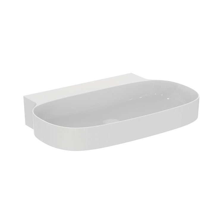 Ideal Standard Aufsatzwaschbecken L. 75 cm, ultradünn, geschliffen, ohne Loch und ohne Überlaufloch, Weiß, glänzende Oberfläche LINDA-X T499301