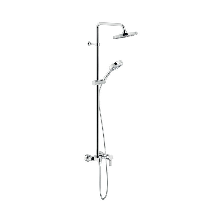 Nobili Duschsäule mit externem Einhebelmischer, mit schwenkbarem Brausekopf ø 20 cm, Handbrause, Handbrausehalter und 150 cm Schlauch, mit Umsteller, Chromoberfläche LIRA LR116130/30CR