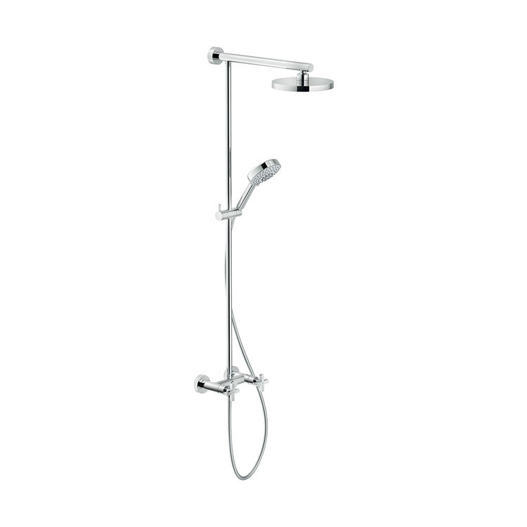 Nobili Duschsäule mit Schwenkbrause ø 20 cm, Handbrause, Handbrausehalter und 150 cm Schlauch, mit Umschalter, verchromt LIRA LR116230/30CR