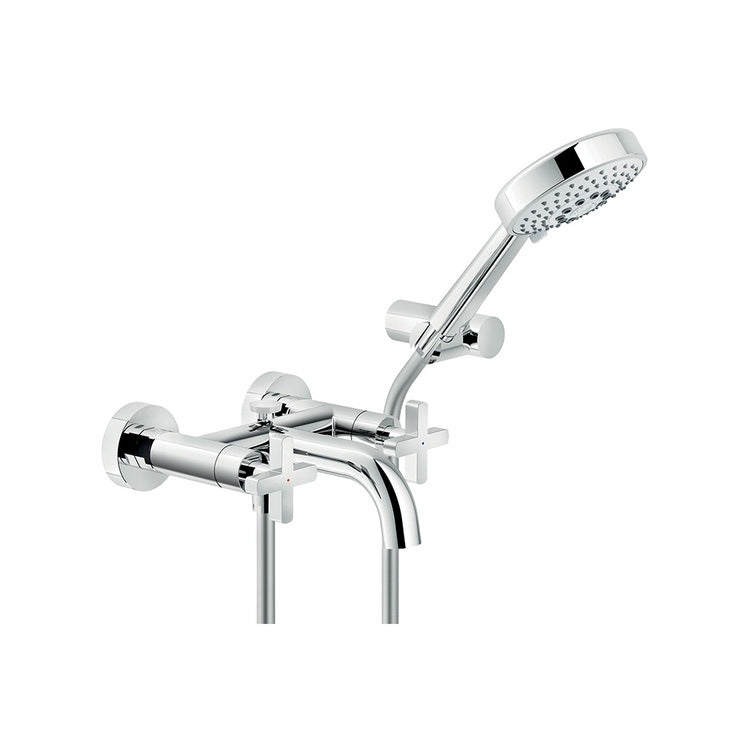Nobili Außengruppe für Badewanne T. 22 cm, Dusch-Set mit Handbrause, Handbrausehalter und 150 cm Schlauch, mit Umschalter, verchromt LIRA LR116210CR