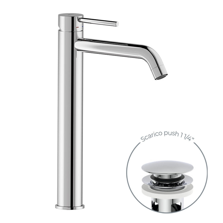 Nobili Einhebelmischer für Waschbecken, mit 1 1/4" Push-Ablauf, Chromoberfläche LIVE LV00128/16CR
