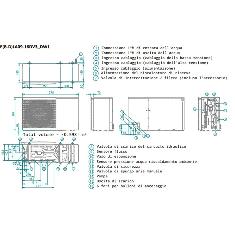 Daikin EBLA14DW1 Luft-Wasser-Wärmepumpe 14 kW