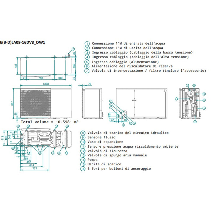 Daikin EBLA14DW1 Luft-Wasser-Wärmepumpe 14 kW