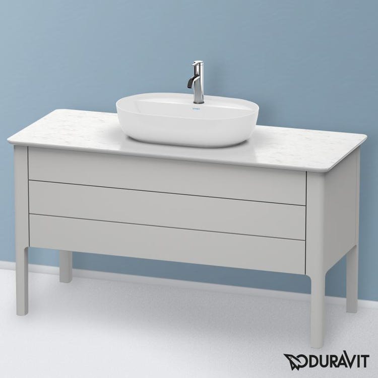 Duravit Stand-Unterschrank für Konsolen 133 cm, 1 Schublade, 1 herausziehbares Element, obere Schublade mit Ausschnitt für den Siphon und Siphonabdeckung, Farbe Nordic Weiß, matte Oberfläche LUV LU956603939