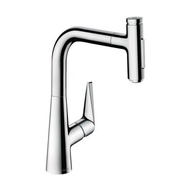 Hansgrohe Einhebel-Küchenarmatur 220, ausziehbare Brause, 2 Strahlarten, sBox, Chromoberfläche M51 73868000
