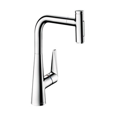 Hansgrohe Einhebel-Küchenarmatur 300, ausziehbare Brause, 2 Strahlarten, sBox, Chromoberfläche M51 73867000