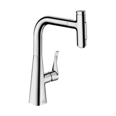 Hansgrohe Einhand-Küchenarmatur 240, ausziehbare Brause, 2 Strahlarten, Chromoberfläche M71 73822000