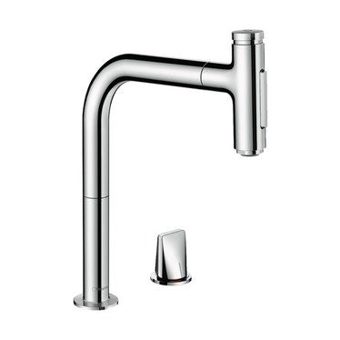 Hansgrohe Küchenarmatur 2 Löcher 200, ausziehbare Brause, 2 Strahlarten, sBox, Chromoberfläche M71 73818000