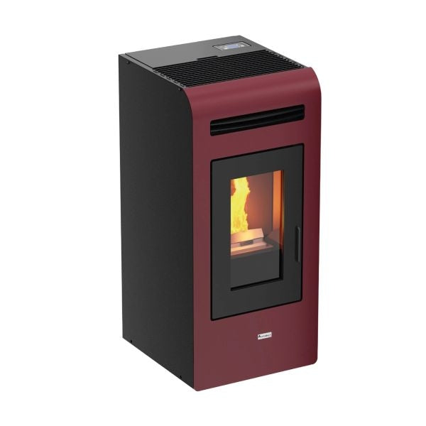 Pelletofen Magma MAYON mit Luftkanal 16 KW Bordeaux/weiß/GRAU