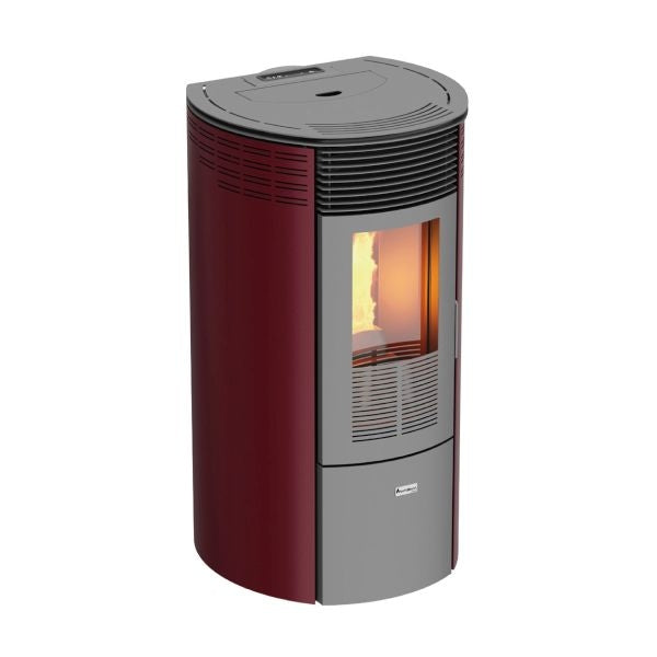 Pelletofen Magma Teide mit Luftkanal 10 KW Bordeaux/weiß/schwarz