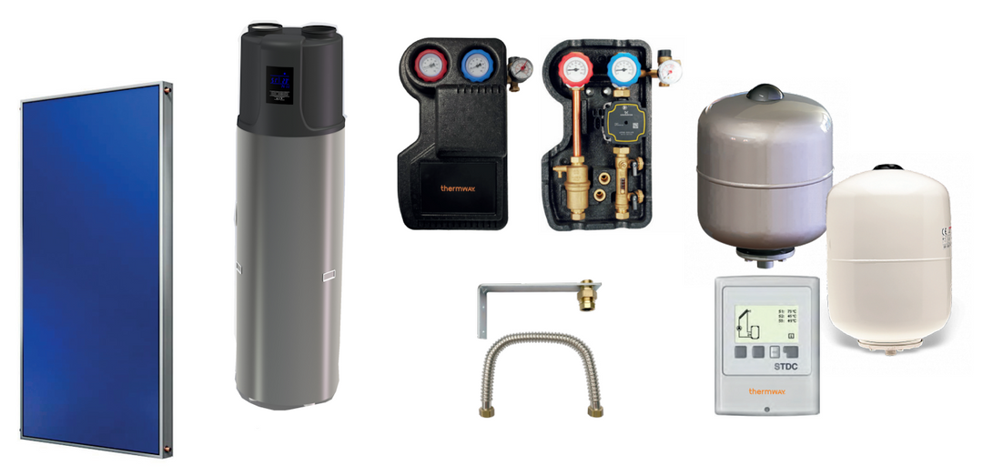 Thermway ATACAMA 25 – Marlin 300L Wärmepumpe mit 2-Panel-Solarunterstützung für Unterdach