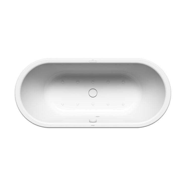 Kaldewei Meisterstück Centro DUO Oval freistehende ovale Badewanne L. 180 T. 80 cm, mit Airmassage Soul, selbstreinigende Oberfläche inklusive, aus emailliertem Stahl, Farbe Alpweiß 200260513001