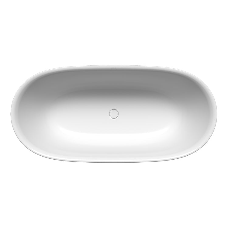 Kaldewei Meisterstück OYO DUO freistehende ovale Badewanne L. 173 T. 82 cm, werkseitig vormontiert, mit emailliertem Click-Clack-Abfluss ohne Überlauf, Farbe Alpweiß 205143540001