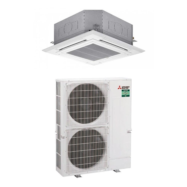 Mitsubishi Monosplit-Klimagerät PLA-M 4-Wege-Kassette, Inverter – Außengerät 9,5 kW, Innengerät 35000 BTU PUZ-ZM100VDA+PLA-M100EA2