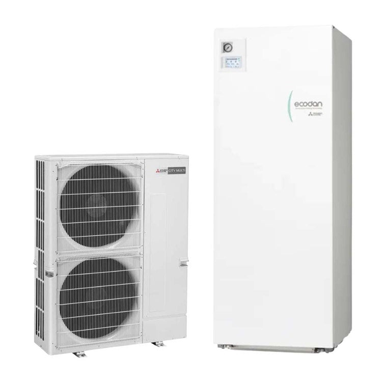 Mitsubishi Hybrid-System Luft/Luft, Luft/Wasser bestehend aus Inverter-Wärmepumpe Small Y 14 kW mit Hydrobox Medium ECODAN MULTI CITY PUMY-P125VKM7+ERSC-VM2E