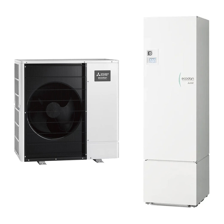 Mitsubishi Hydronisches System bestehend aus Ecodan Inverter-Wärmepumpe mit Hydrotank 300 Liter ECODAN PACKAGED R290 PUZ-WZ90VAA-W+ERPT30X-VM2EE
