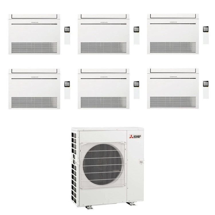 Mitsubishi 6-fach-Split-Klimagerät MFZ-KT Console, Truhengerät, Inverter, WLAN, Weiß – Außengerät R32 12 kW, Innengeräte 9000+9000+9000+9000+12000+12000 BTU MXZ-6F120VF+MFZ-KT[25|25|25|25|35|35]VGK