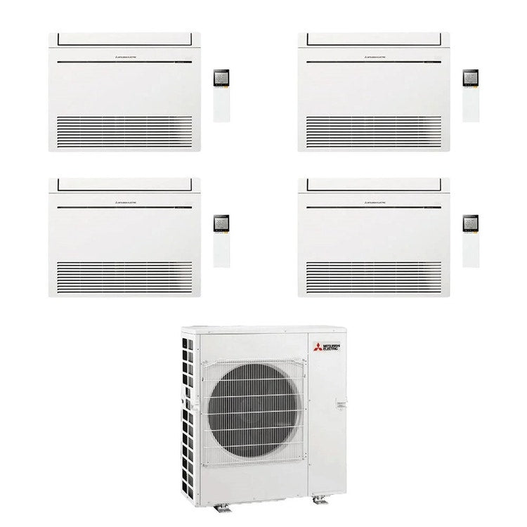 Mitsubishi 4-fach-Split-Klimagerät MFZ-KT Console, Truhengerät, Inverter, WLAN, Weiß – Außengerät R32 12 kW, Innengeräte 12000+12000+12000+18000 BTU MXZ-6F120VF+MFZ-KT[35|35|35|50]VGK