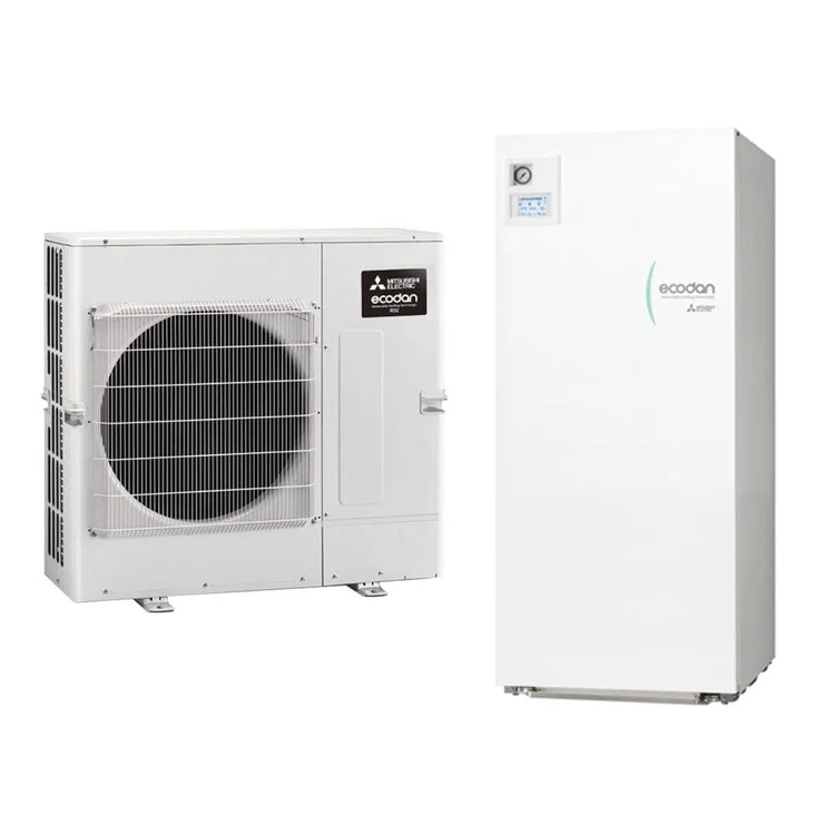 Mitsubishi Hydronisches System bestehend aus Ecodan 10 kW Inverter-Wärmepumpe mit Hydrotank Small 170 Liter reversibel MINISPLIT SUZ-SWM100VA+ERST17D-VM2E