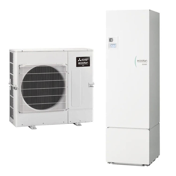 Mitsubishi Hydronisches System bestehend aus Ecodan 10 kW Inverter-Wärmepumpe mit umkehrbarem Hydrotank Small 300 Liter MINISPLIT SUZ-SWM100VA+ERST30D-VM2EE