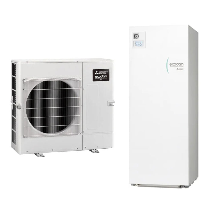 Mitsubishi Hydronisches System bestehend aus Inverter-Wärmepumpe Ecodan 8 kW mit reversiblem Hydrotank Small 170 Liter MINISPLIT SUZ-SWM80VA2+ERST17D-VM2E
