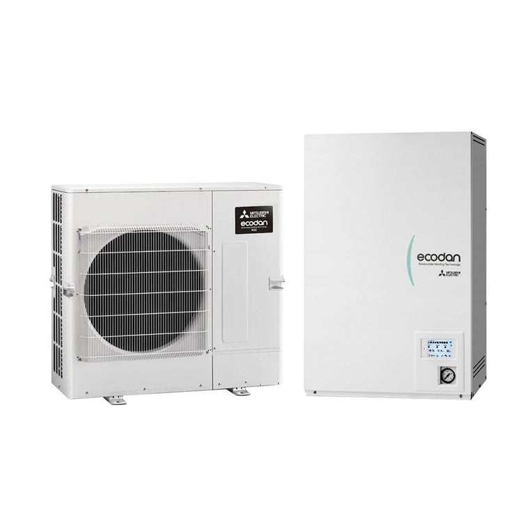Mitsubishi Hydronisches System bestehend aus Ecodan Inverter-Wärmepumpe 8 kW mit reversibler Hydrobox Small MINISPLIT SUZ-SWM80VA2+ERSD-VM2E