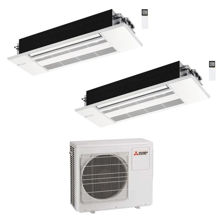 Mitsubishi 2-fach-Split-Klimagerät MLZ-KP 1-Wege-Kassette, Inverter, Weiß – Außengerät R32 7,2 kW, Innengeräte 7000+18000 BTU MXZ-4F72VF4+MLZ-KY[20]VG+MLZ-KP[50]VG