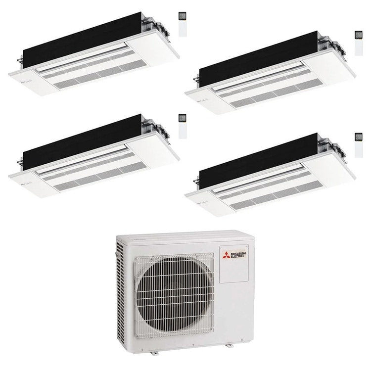 Mitsubishi 4-fach-Split-Klimagerät MLZ-KP 1-Wege-Kassette, Inverter, Weiß – Außengerät R32 8 kW, Innengeräte 7000+9000+9000+18000 BTU MXZ-4F80VF4+MLZ-KY[20]VG+MLZ-KP[25|25|50]VG