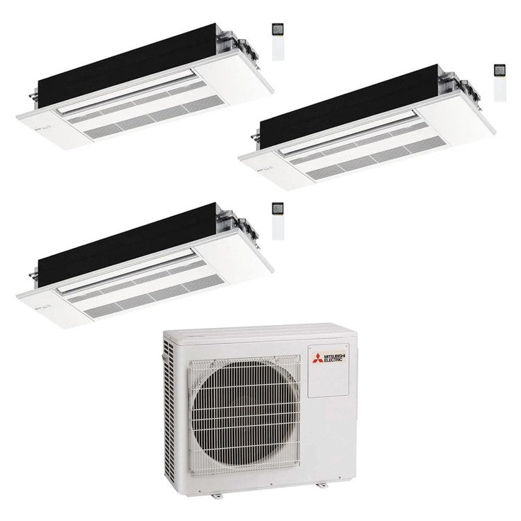 Mitsubishi 3-fach-Split-Klimagerät MLZ-KP 1-Wege-Kassette, Inverter, Weiß – Außengerät R32 5,4 kW, Innengeräte 7000+7000+12000 BTU MXZ-3F54VF4+MLZ-KY[20|20]VG+MLZ-KP[35]VG