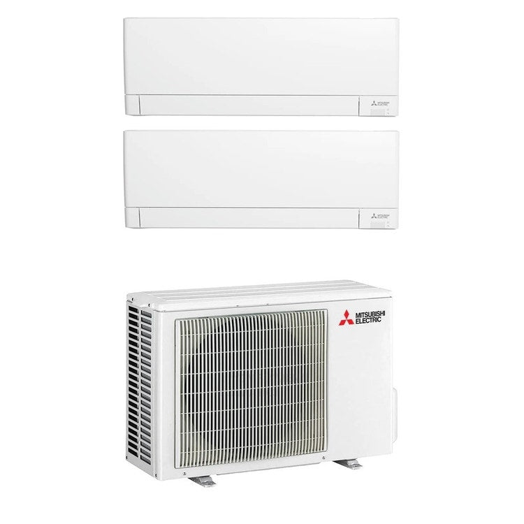 Mitsubishi 2-fach-Split-Klimagerät MSZ-AY, Wandgerät, Inverter, WLAN, Weiß – Außengerät R32 5,3 kW, Innengeräte 5000+5000 BTU MXZ-2F53VF+MSZ-AY[15|15]VGKP