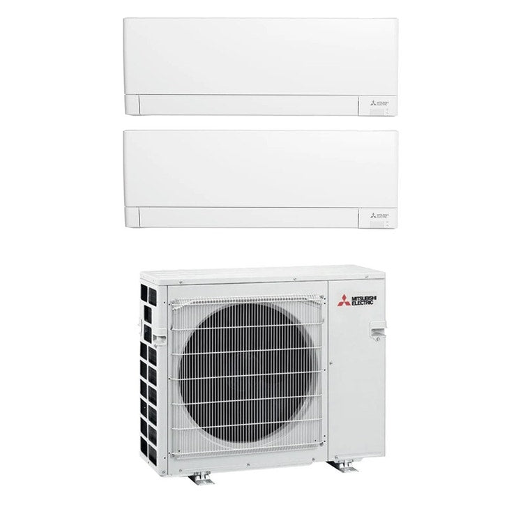 Mitsubishi 2-fach-Split-Klimagerät MSZ-AY, Wandgerät, Inverter, WLAN, Weiß – Außengerät VFHZ R32 5,3 kW, Innengeräte 7000+15000 BTU MXZ-2F53VFHZ+MSZ-AY[20|42]VGKP