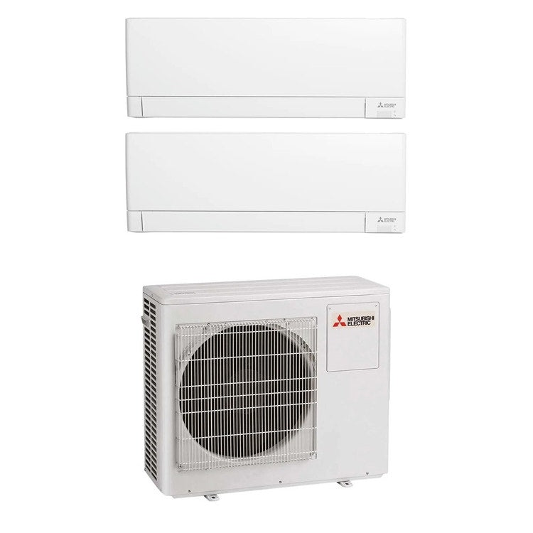 Mitsubishi 2-fach-Split-Klimagerät MSZ-AY, Wandgerät, Inverter, WLAN, Weiß – Außengerät R32 7,2 kW, Innengeräte 7000+18000 BTU MXZ-4F72VF+MSZ-AY[20|50]VGKP