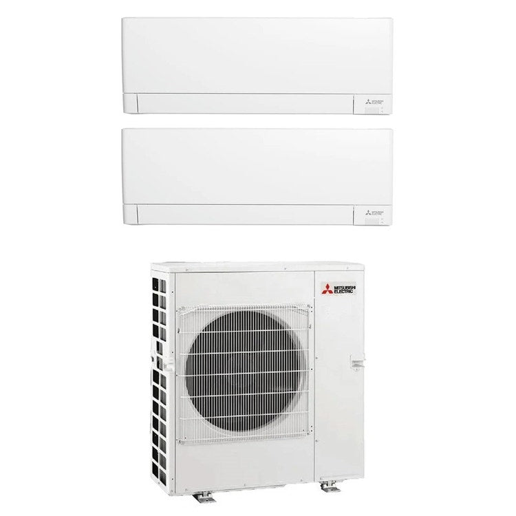 Mitsubishi 2-fach-Split-Klimagerät MSZ-AY, Wandgerät, Inverter, WLAN, Weiß – Außengerät R32 8,3 kW, Innengeräte 18000+18000 BTU MXZ-4F83VFHZ+MSZ-AY[50|50]VGKP