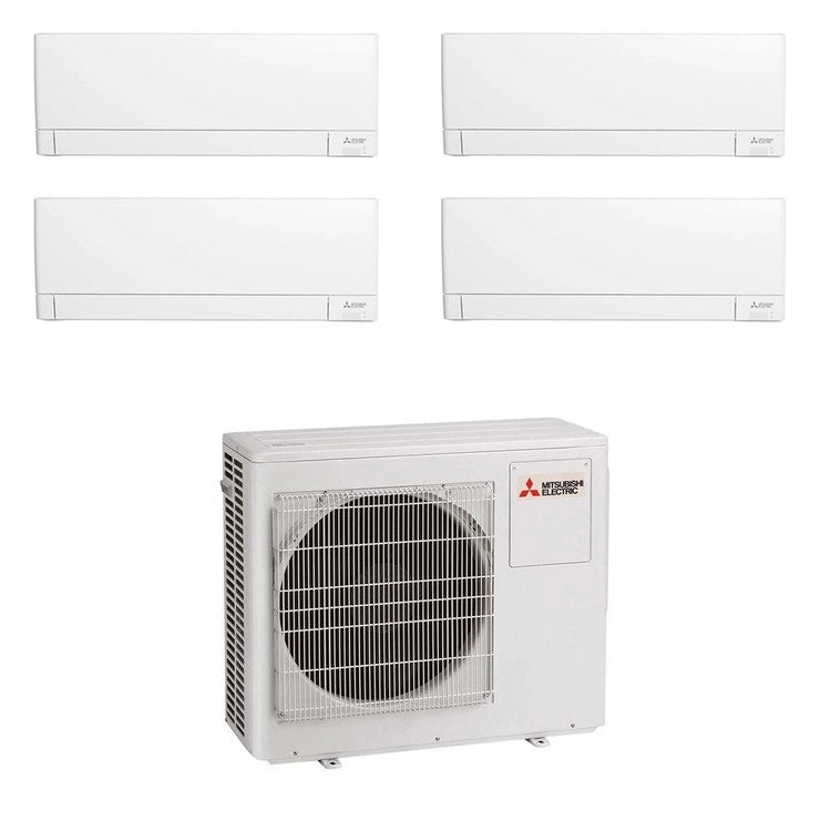 Mitsubishi 4-fach-Split-Klimagerät MSZ-AY, Wandgerät, Inverter, WLAN, Weiß – Außengerät R32 8 kW, Innengeräte 5000+5000+7000+9000 BTU MXZ-4F80VF+MSZ-AY[15|15|20|25]VGKP