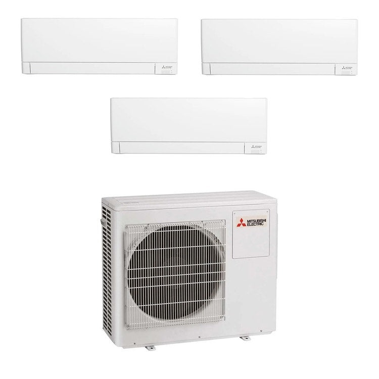 Mitsubishi 3-fach-Split-Klimagerät MSZ-AY, Wandgerät, Inverter, WLAN, Weiß – Außengerät R32 7,2 kW, Innengeräte 5000+7000+7000 BTU MXZ-4F72VF+MSZ-AY[15|20|20]VGKP