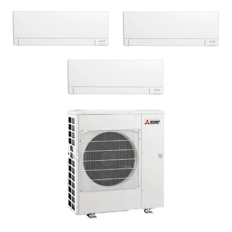 Mitsubishi 3-fach-Split-Klimagerät MSZ-AY, Wandgerät, Inverter, WLAN, Weiß – Außengerät R32 8,3 kW, Innengeräte 15000+15000+15000 BTU MXZ-4F83VFHZ+MSZ-AY[42|42|42]VGKP