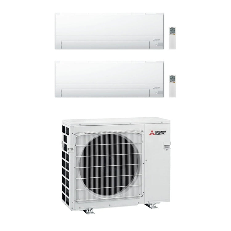 Mitsubishi 2-fach-Split-Klimagerät MSZ-BT, Wandgerät, Inverter, WLAN, Weiß – Außengerät VFHZ R32 5,3 kW, Innengeräte 7000+12000 BTU MXZ-2F53VFHZ+MSZ-BT[20|35]VGK