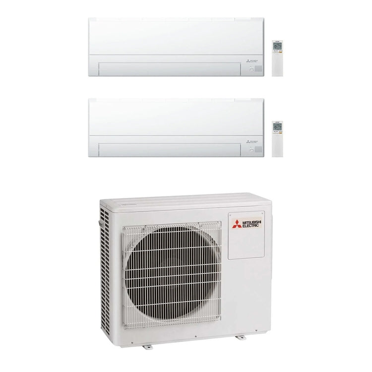 Mitsubishi 2-fach-Split-Klimagerät MSZ-BT, Wandgerät, Inverter, WLAN, Weiß – Außengerät R32 6,8 kW, Innengeräte 9000+9000 BTU MXZ-3F68VF+MSZ-BT[25|25]VGK