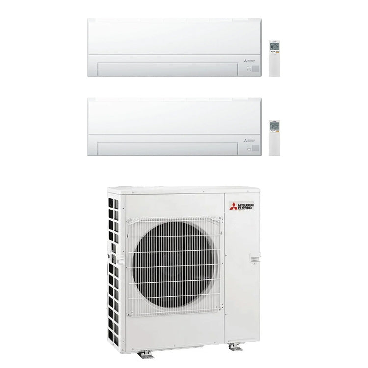 Mitsubishi 2-fach-Split-Klimagerät MSZ-BT, Wandgerät, Inverter, WLAN, Weiß – Außengerät R32 8,3 kW, Innengeräte 7000+12000 BTU MXZ-4F83VFHZ+MSZ-BT[20|35]VGK